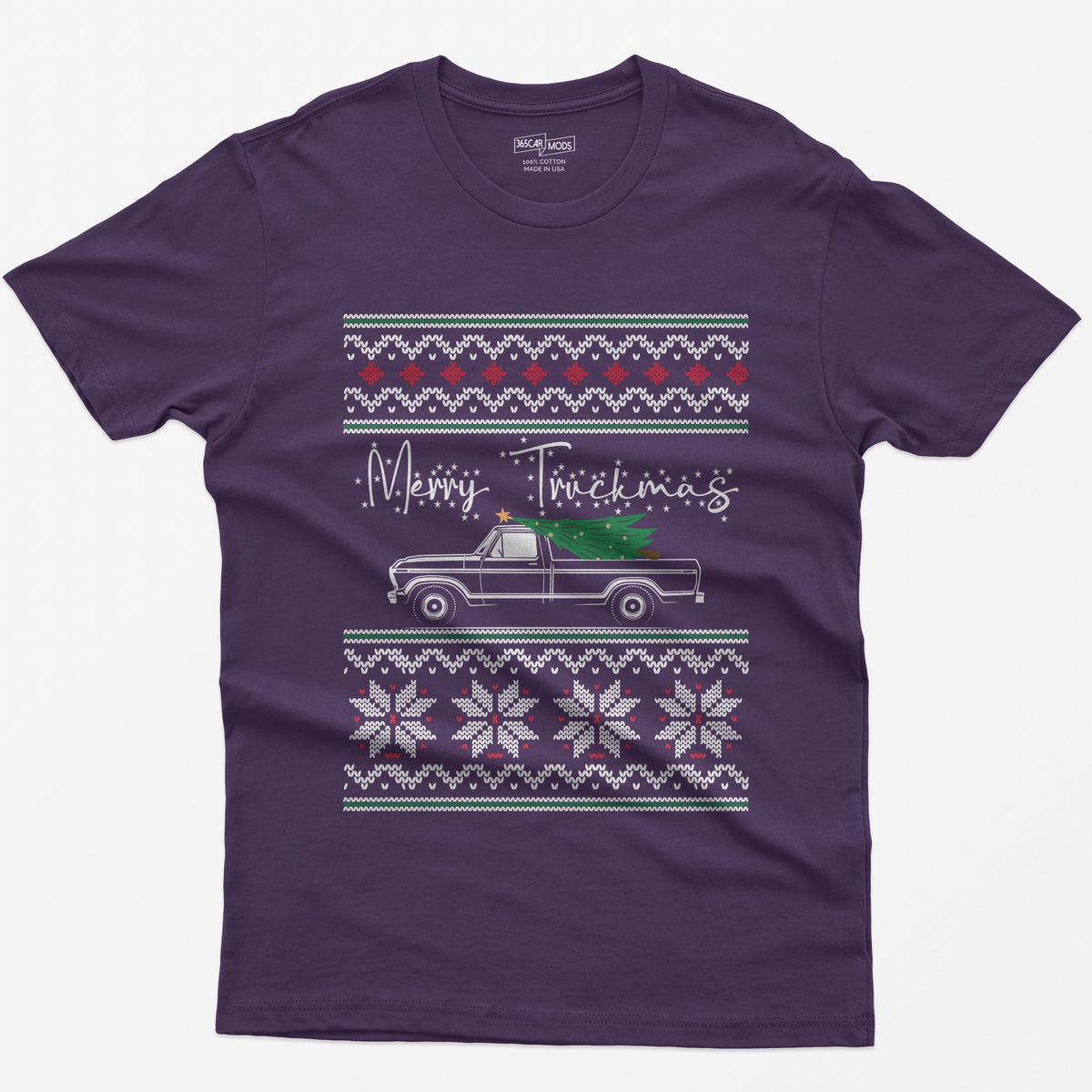 Merry Truckmas Classic Pickup Christmas T-Shirt - Purple