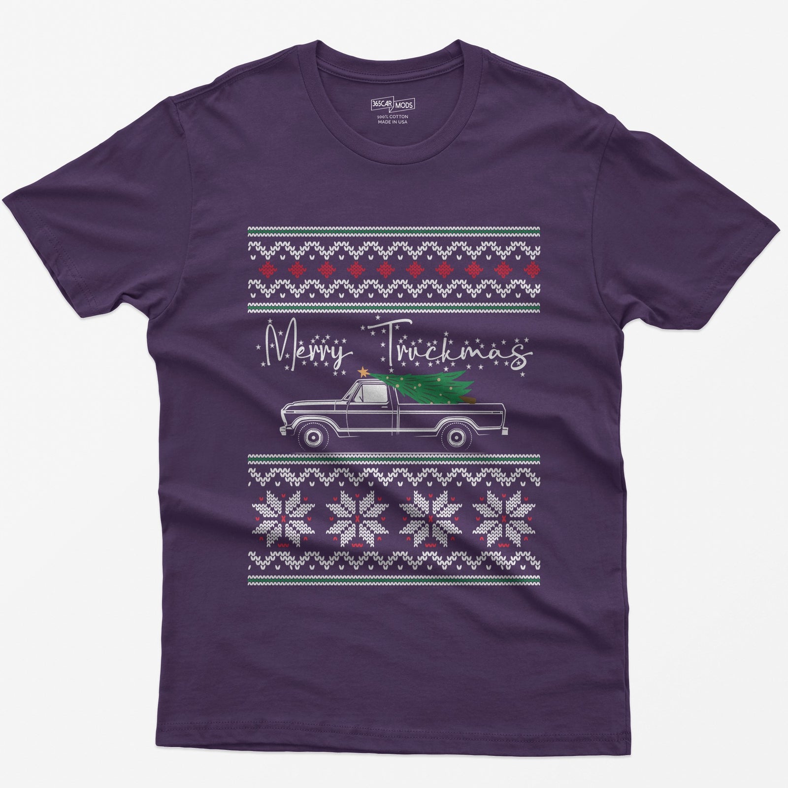 Merry Truckmas Classic Pickup Christmas T-Shirt - Purple