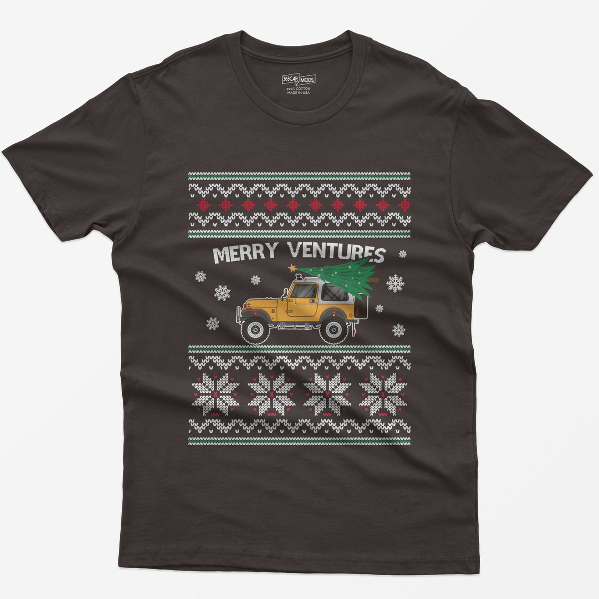 Merry Ventures Classic 4x4 Christmas T-Shirt - Dark Chocolate
