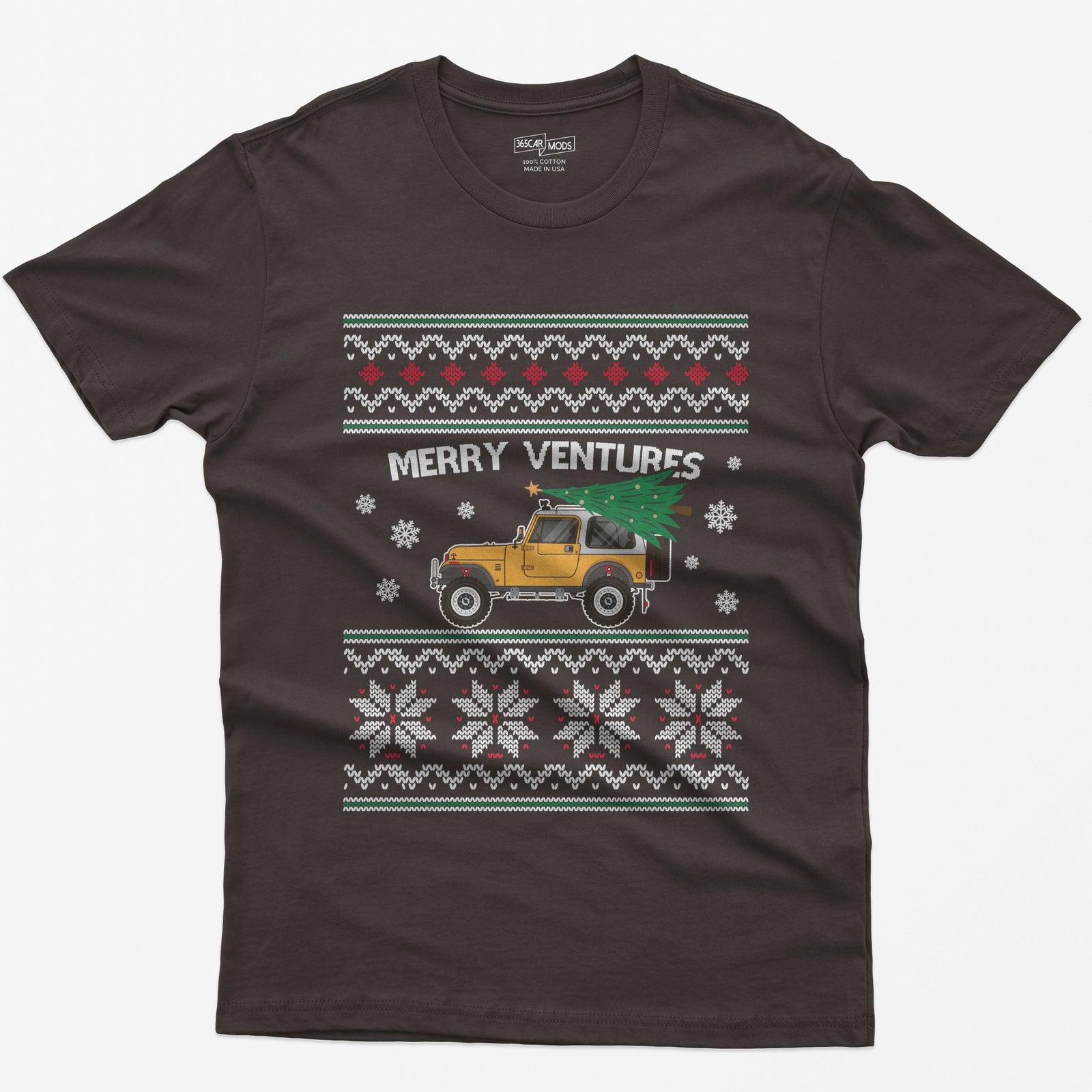 Merry Ventures Classic 4x4 Christmas T-Shirt - Dark Chocolate