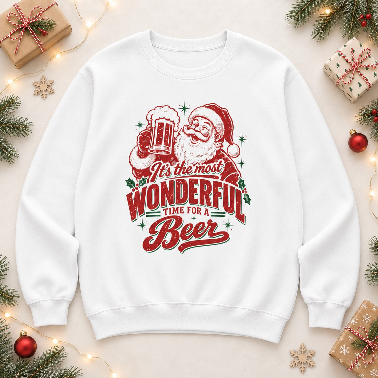 Most Wonderful Time for a Beer Sweatshirt - White