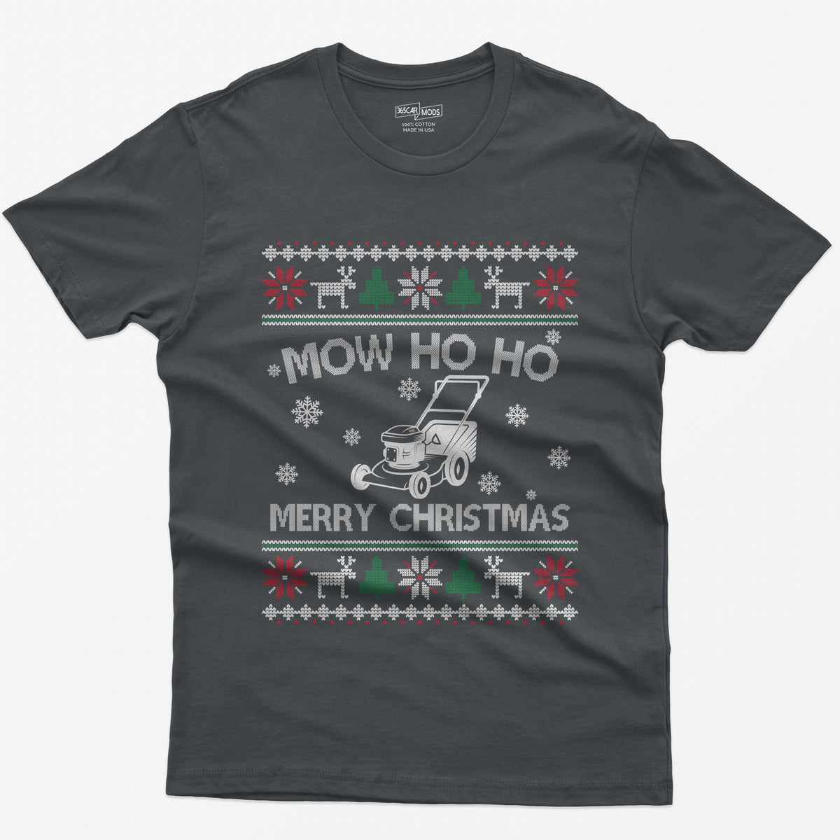 Mow Ho Ho Merry Christmas Lawn Mower T-Shirt - Charcoal