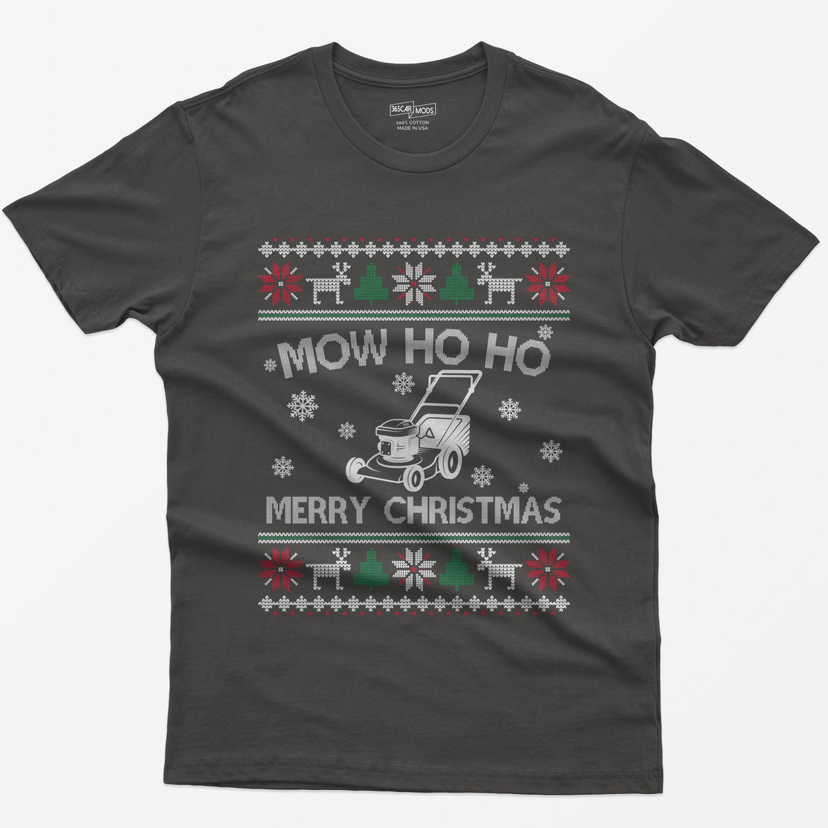 Mow Ho Ho Merry Christmas Lawn Mower T-Shirt - Dark Heather