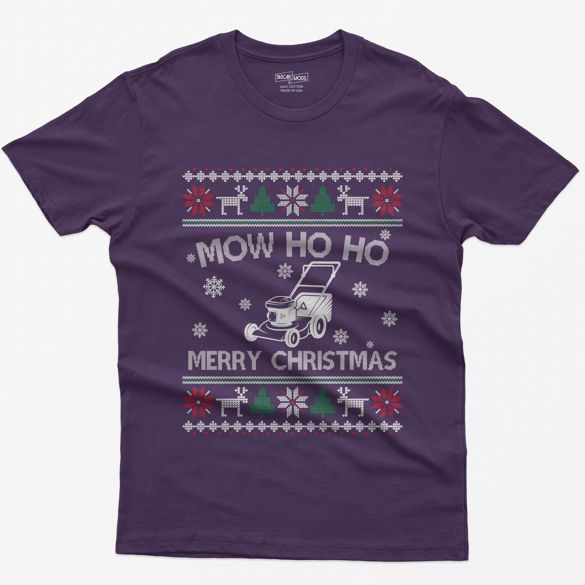 Mow Ho Ho Merry Christmas Lawn Mower T-Shirt - Purple