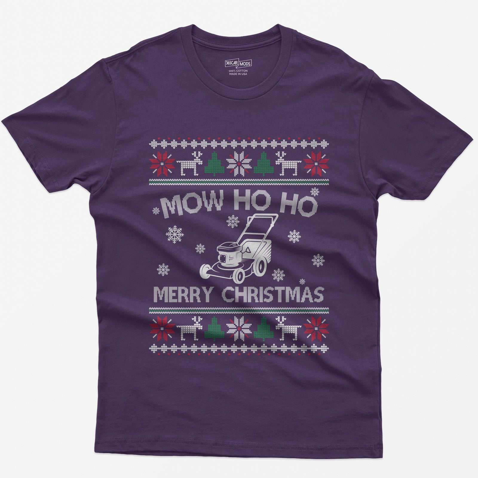 Mow Ho Ho Merry Christmas Lawn Mower T-Shirt - Purple