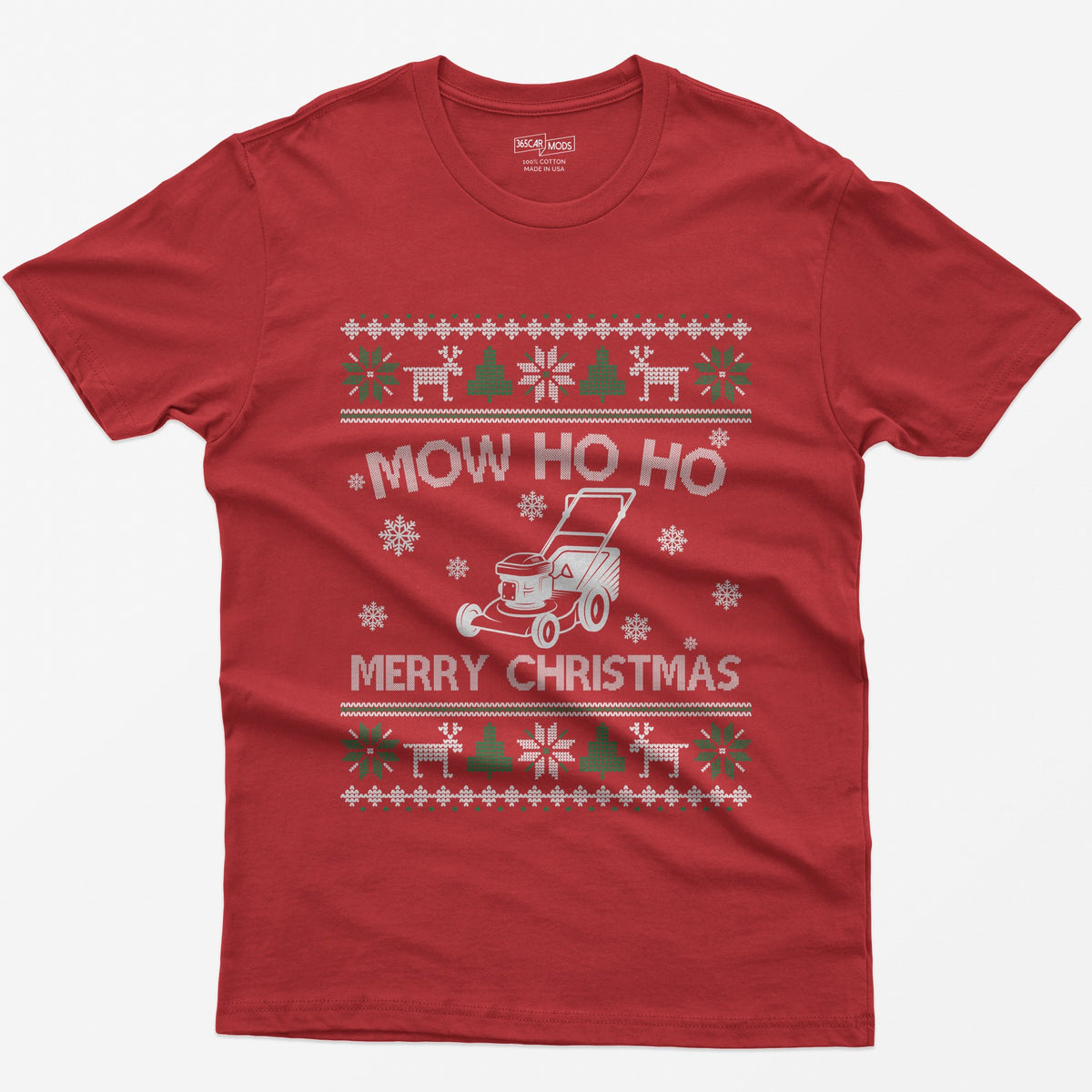 Mow Ho Ho Merry Christmas Lawn Mower T-Shirt - Red