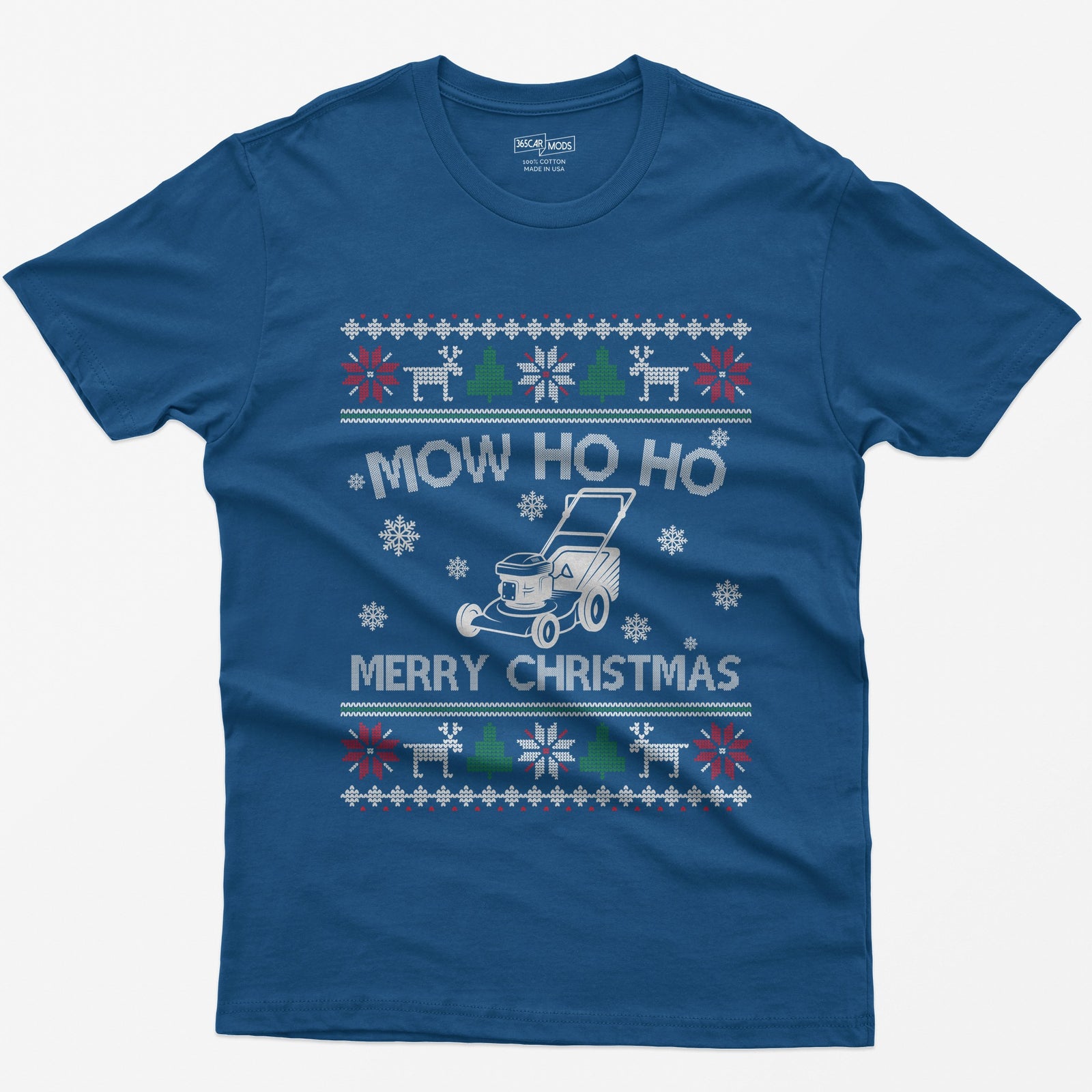 Mow Ho Ho Merry Christmas Lawn Mower T-Shirt - Royal