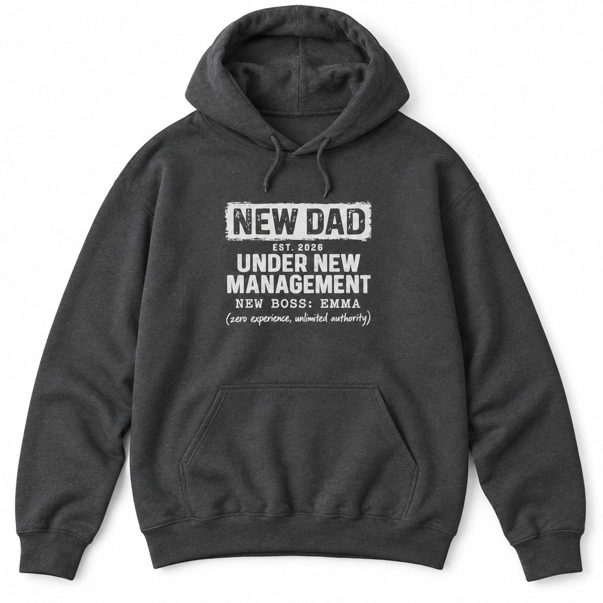 New Dad Under New Management Hoodie - Dark Heather