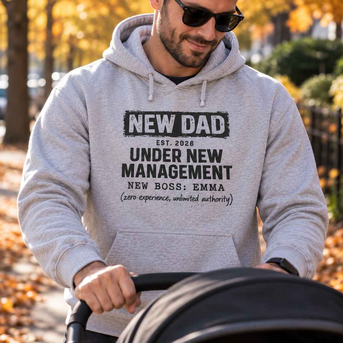 New Dad Under New Management Hoodie - Sport Grey