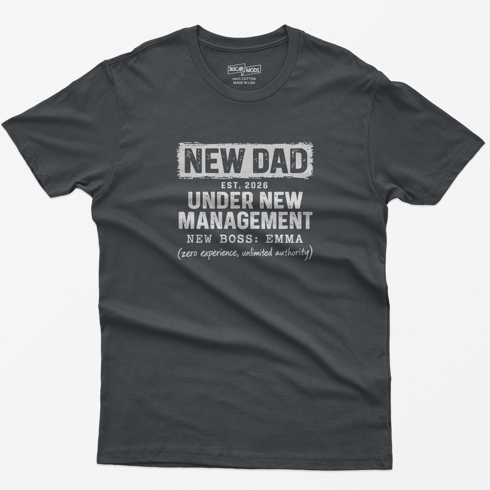 New Dad Under New Management T-Shirt - Charcoal