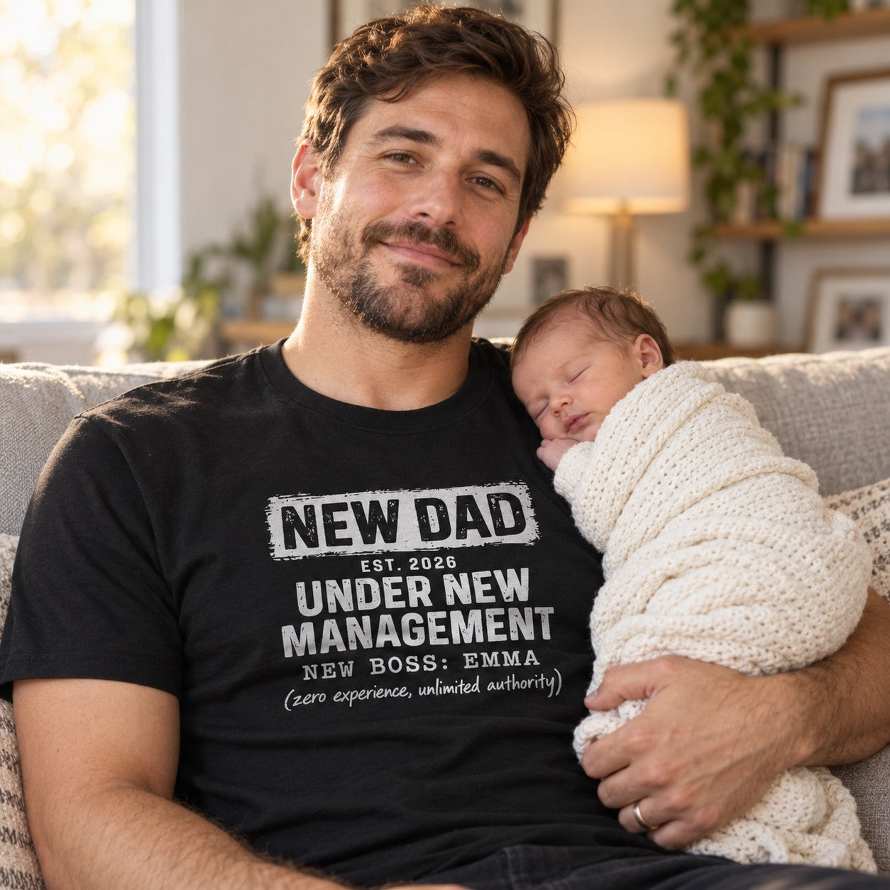 New Dad Under New Management T-Shirt - lifestyle photo