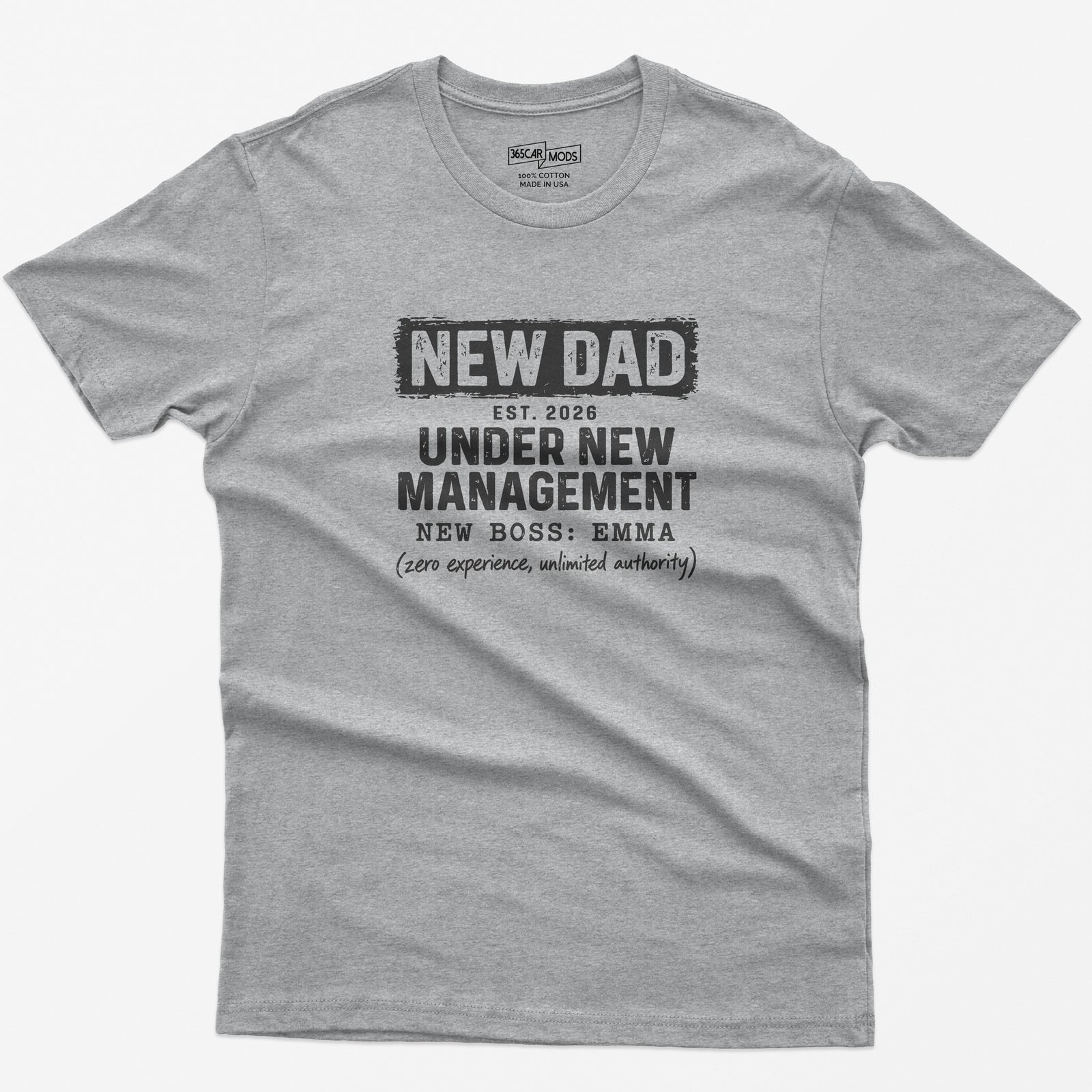 New Dad Under New Management T-Shirt - Sport Grey