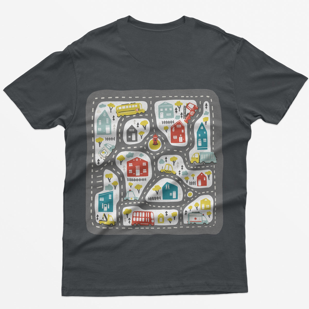 Play Cars on Dad's Back T-Shirt - Charcoal back print