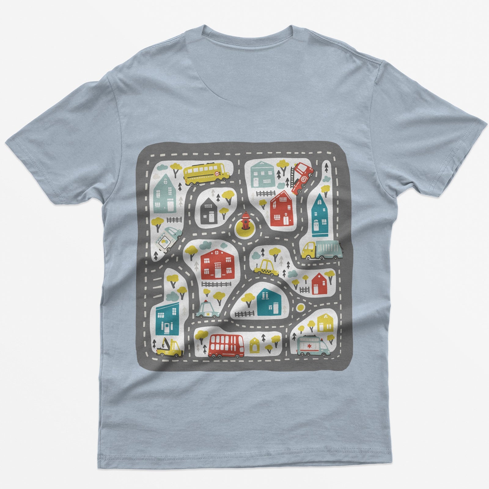 Play Cars on Dad's Back T-Shirt - Light Blue back print