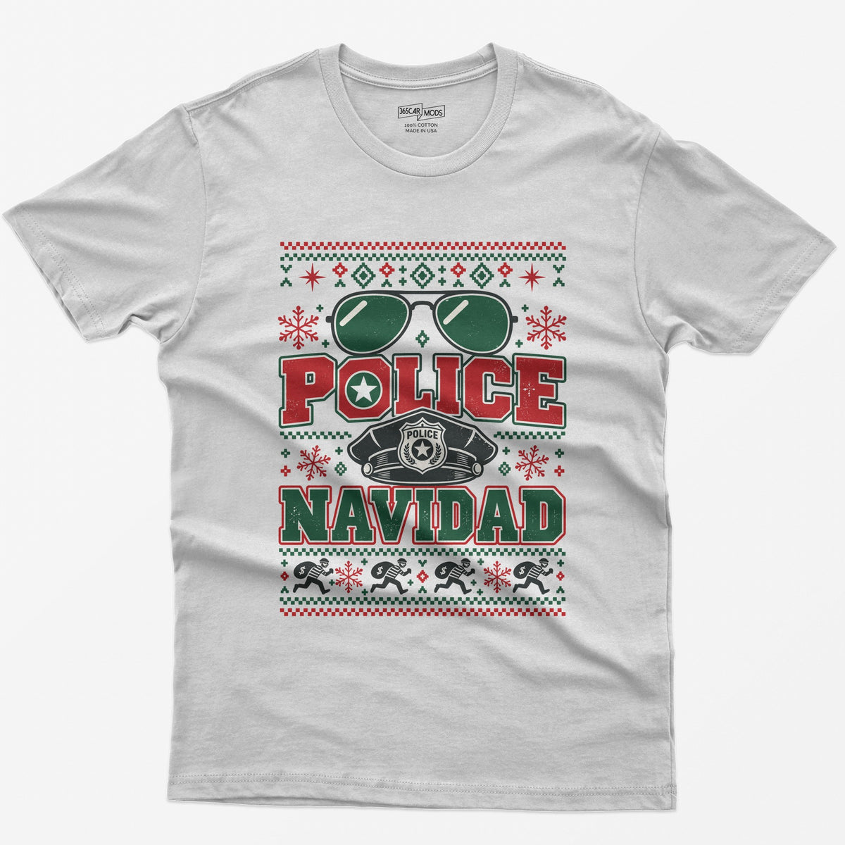 Police Navidad Christmas T-Shirt - Ash