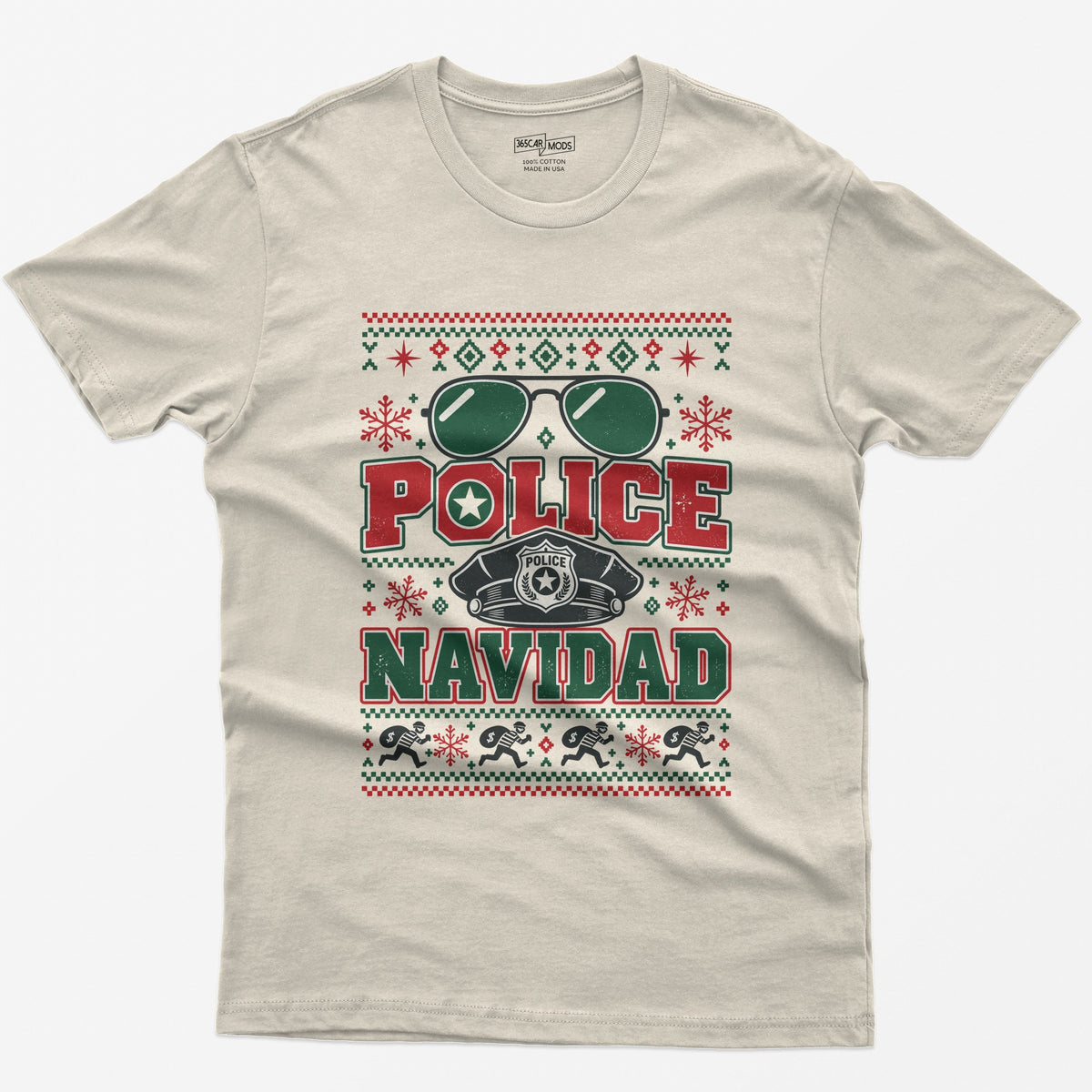 Police Navidad Christmas T-Shirt - Natural