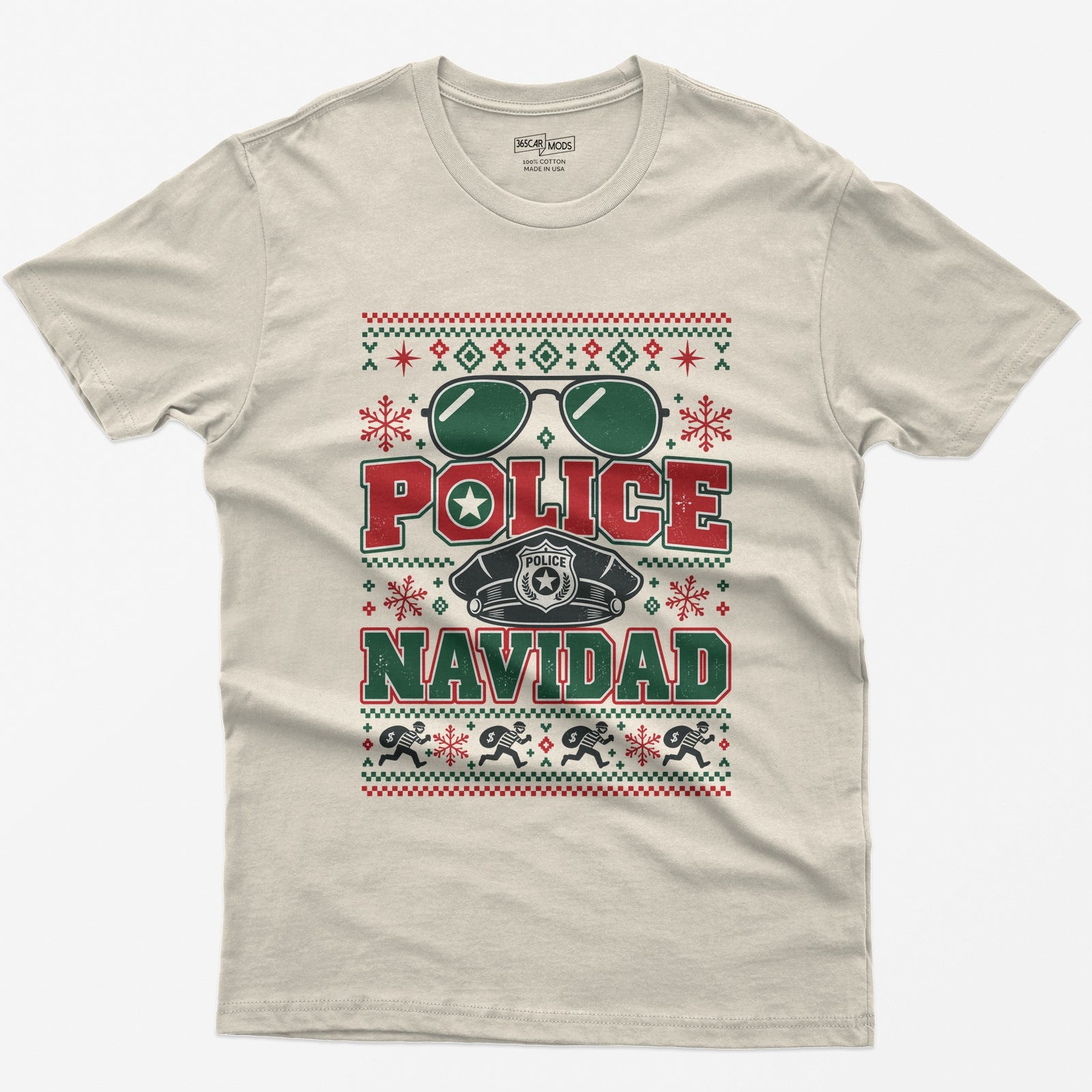 Police Navidad Christmas T-Shirt - Natural