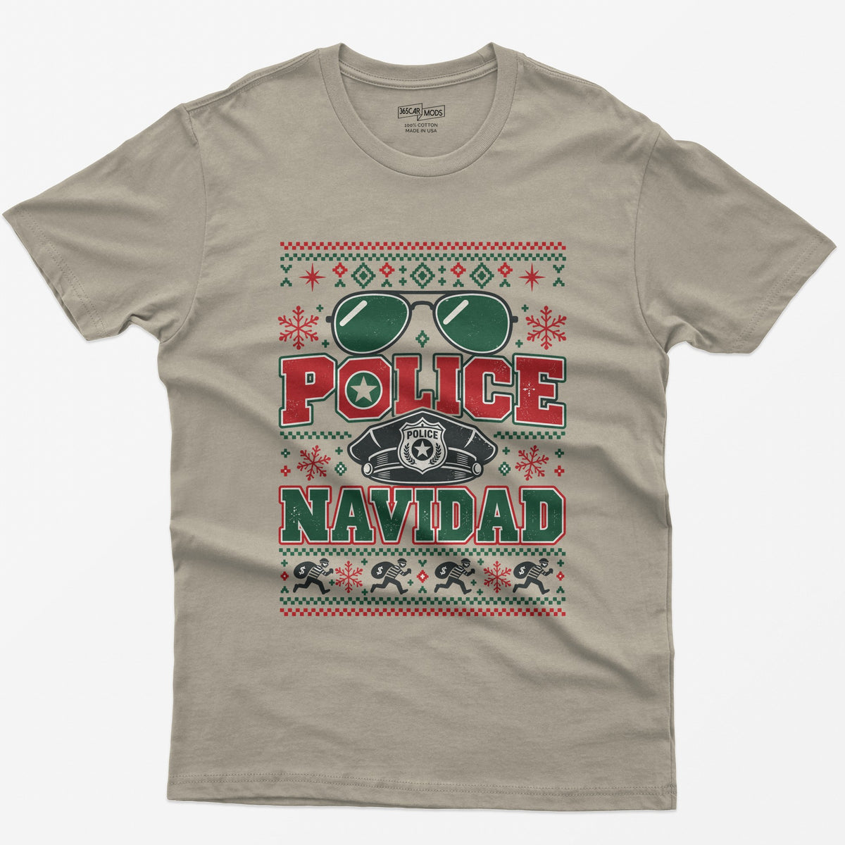 Police Navidad Christmas T-Shirt - Sand