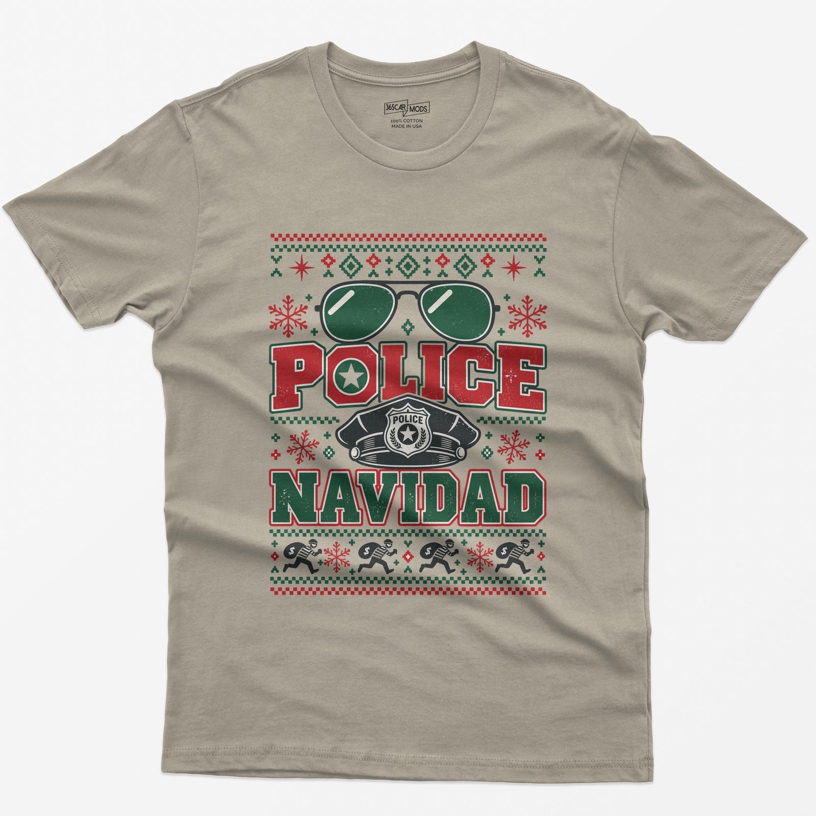 Police Navidad Christmas T-Shirt - Sand