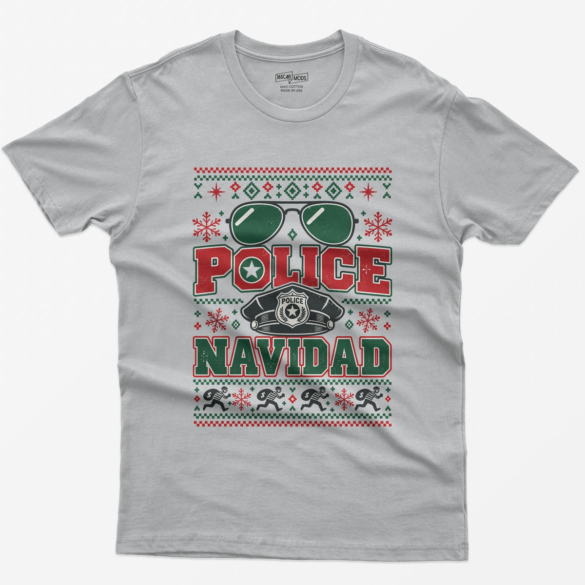Police Navidad Christmas T-Shirt - Sport Grey