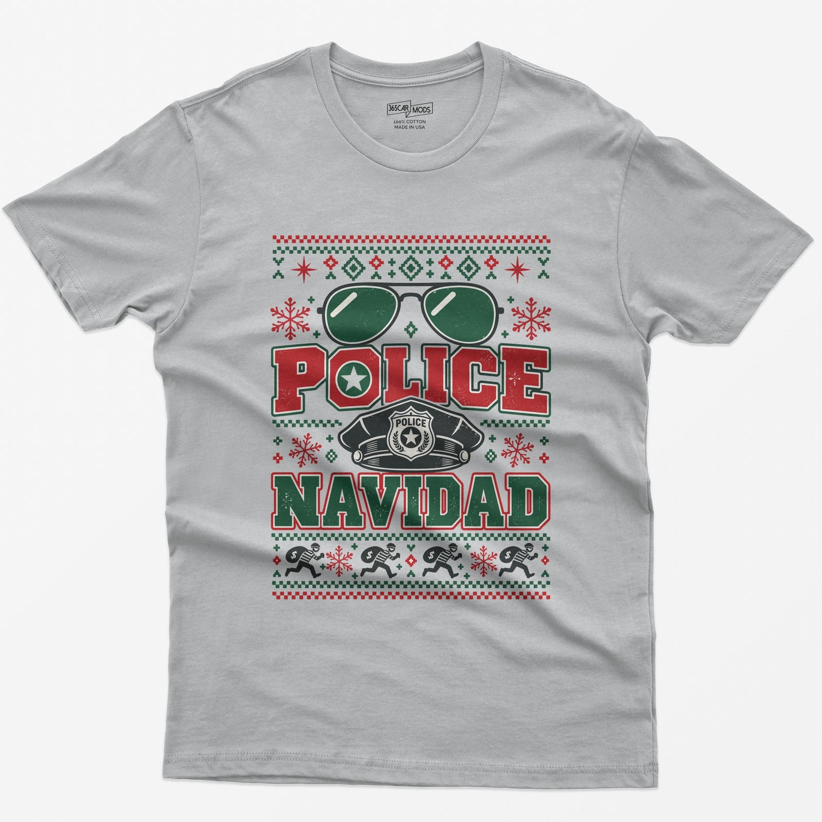 Police Navidad Christmas T-Shirt - Sport Grey