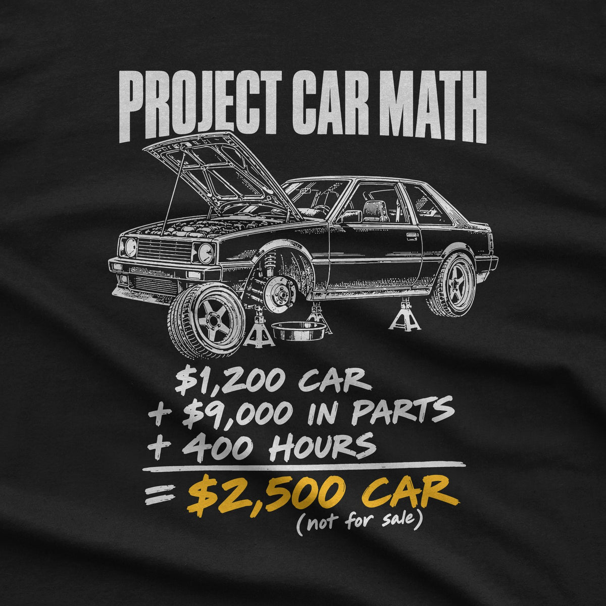 Project Car Math T-Shirt design close-up