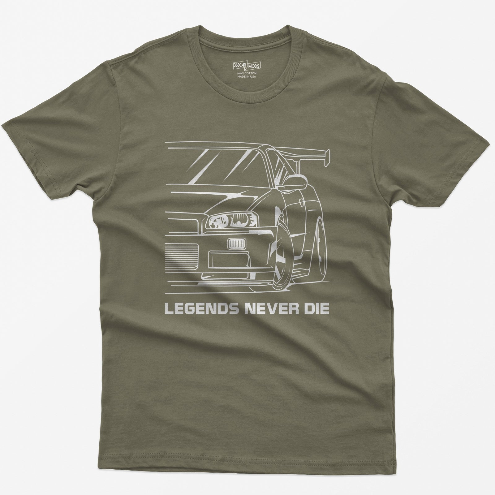 R34 JDM Legend T-Shirt - Heather Olive