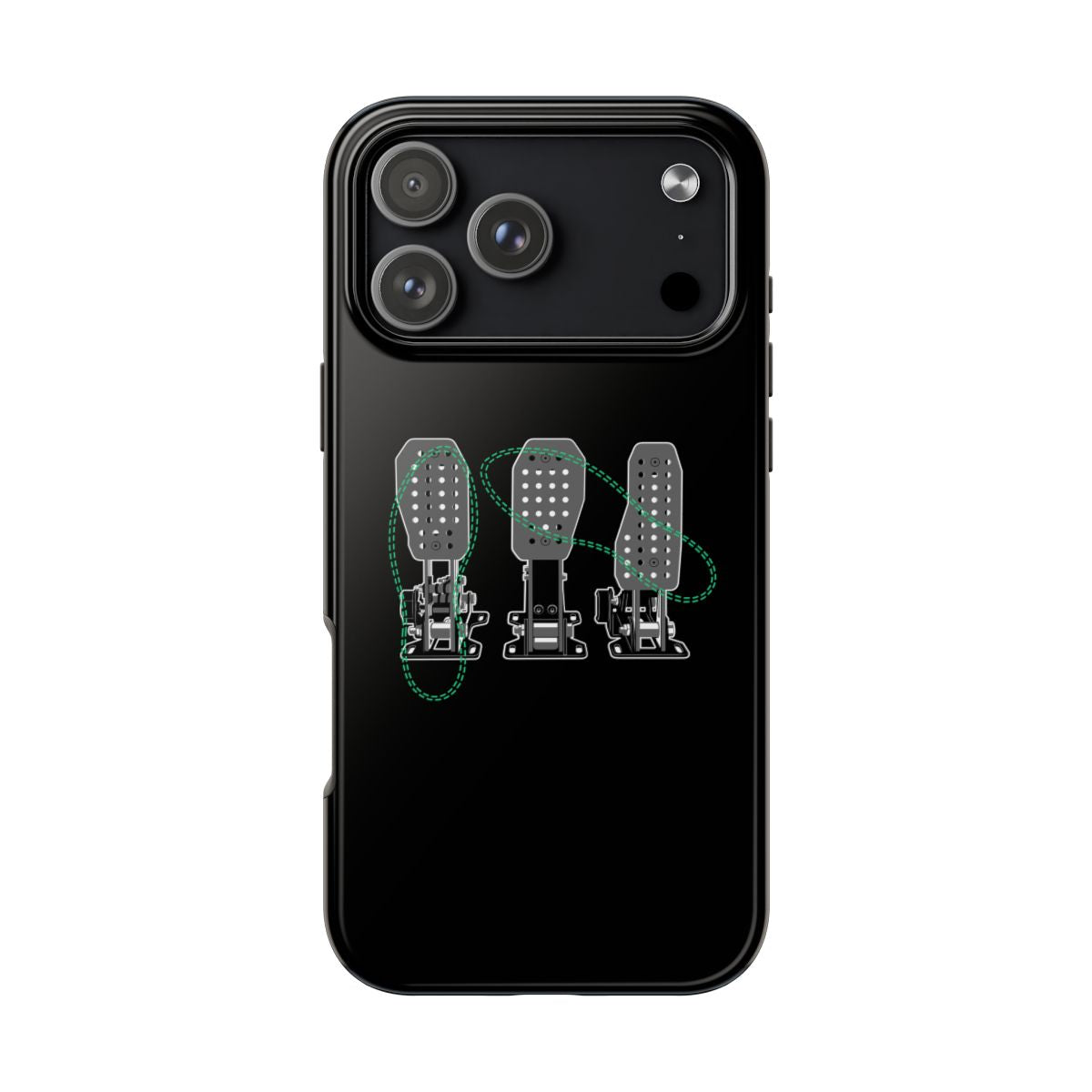 Racing Pedals tough phone case on iPhone 18 Pro Max, back view