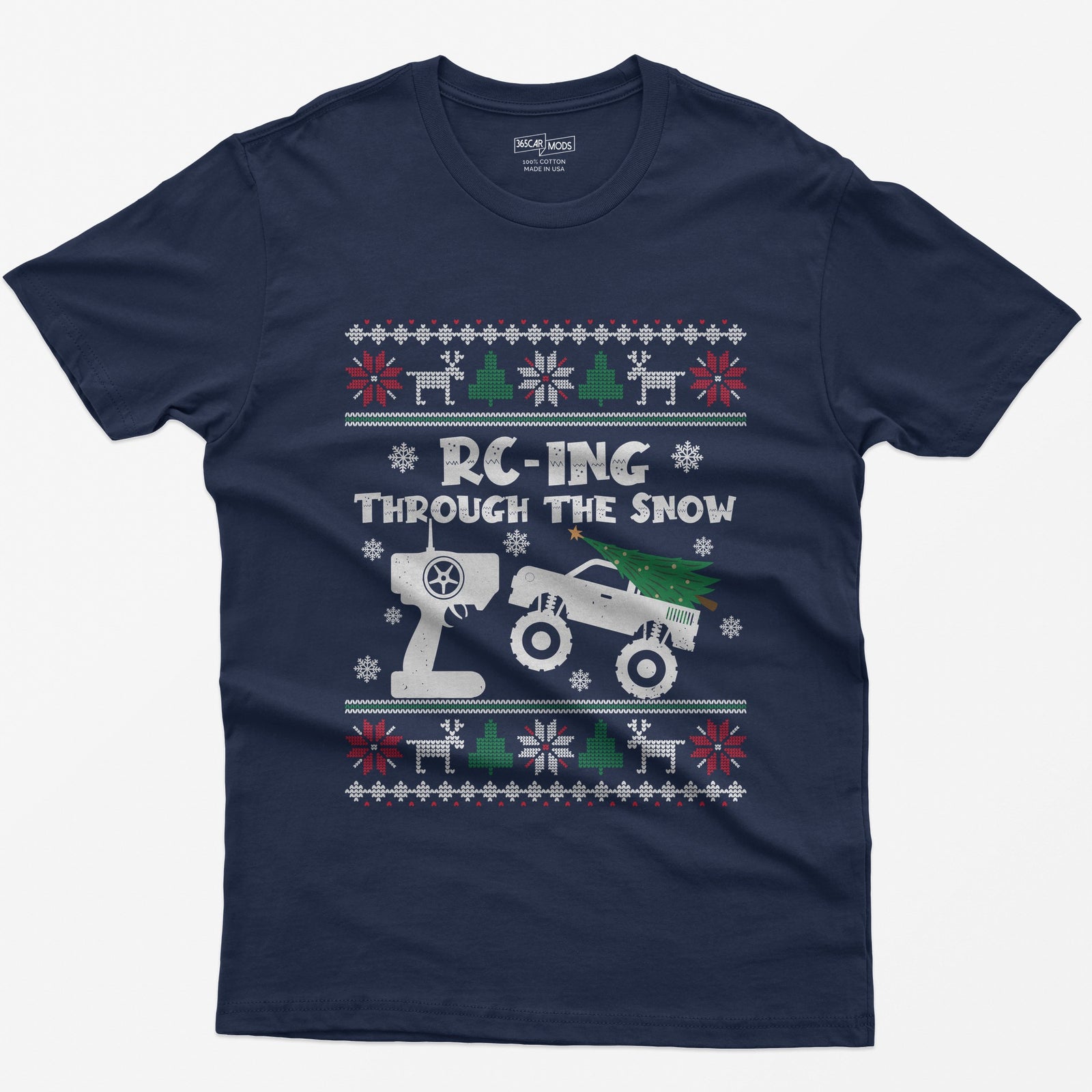 RC-ing Through the Snow Monster Truck Christmas T-Shirt - Navy