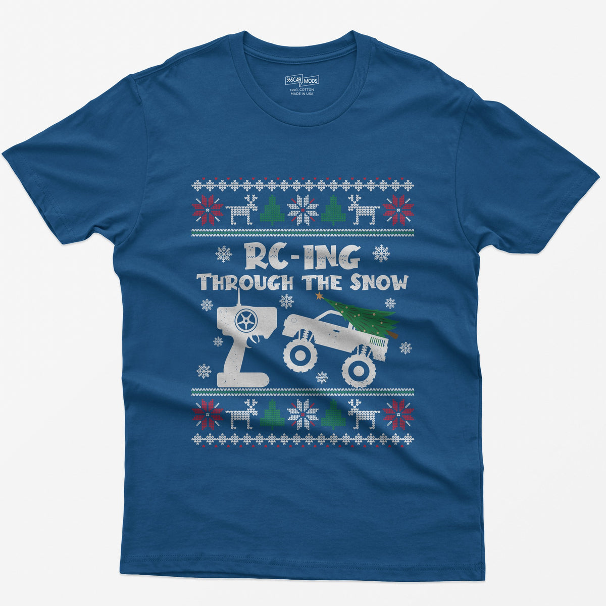 RC-ing Through the Snow Monster Truck Christmas T-Shirt - Royal