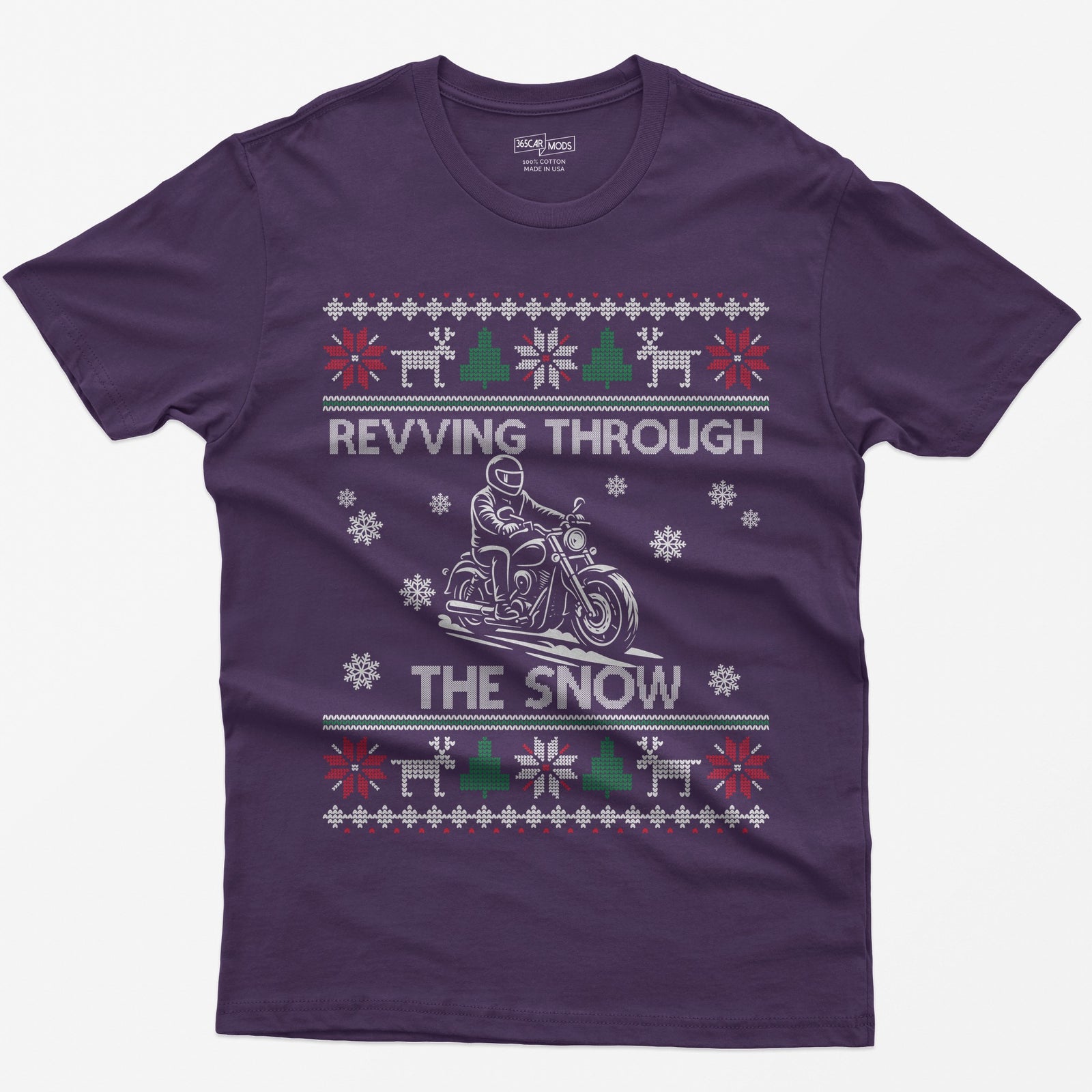 Revving Through the Snow Cruiser Christmas T-Shirt - Purple