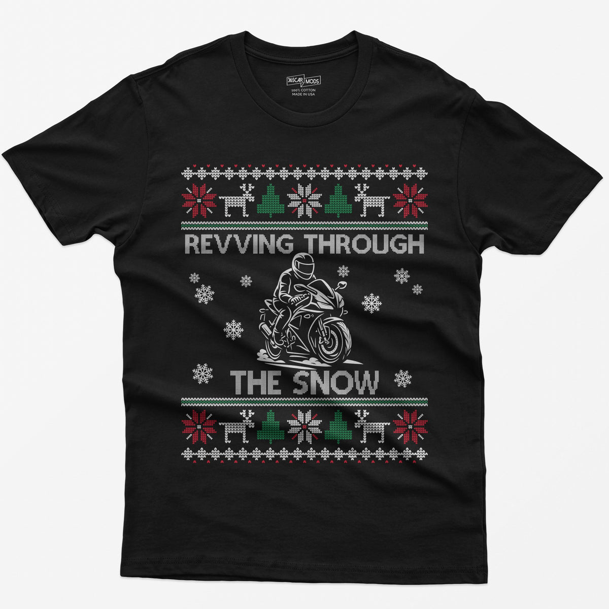 Revving Through the Snow Sportbike Christmas T-Shirt