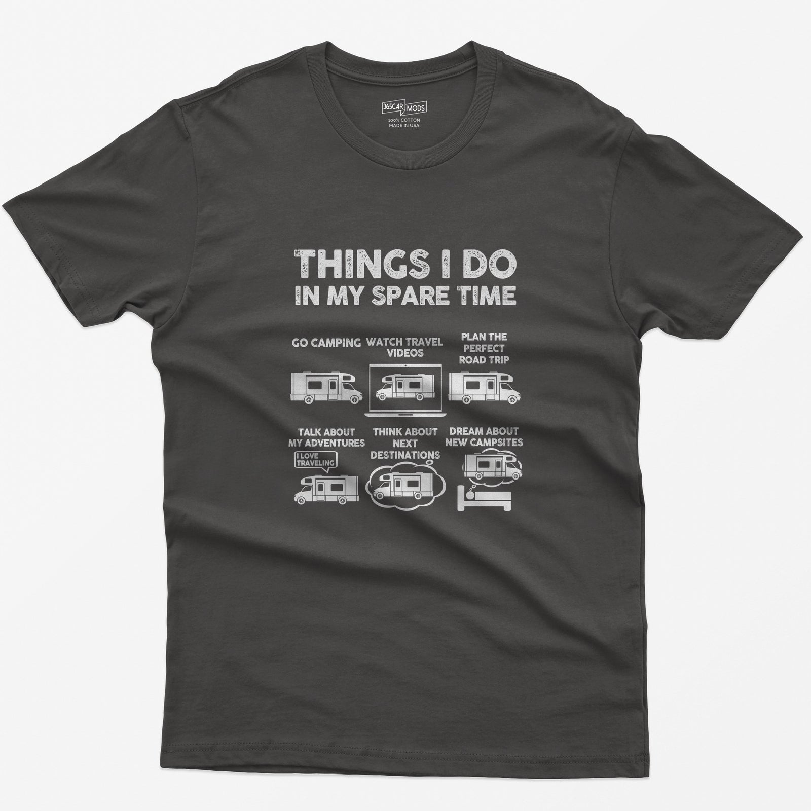 RV Enthusiast Things I Do In My Spare Time T-Shirt - Dark Heather