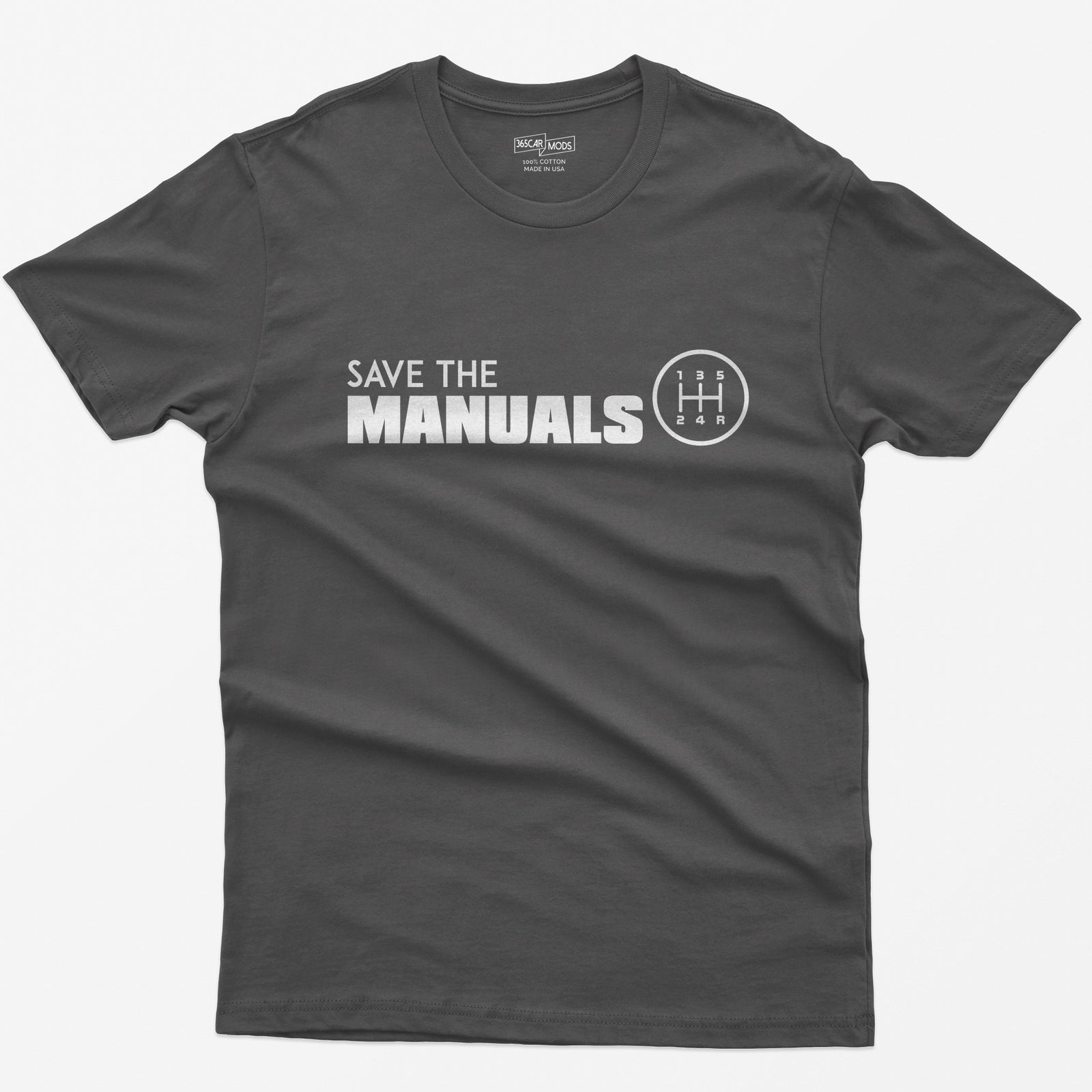 Save the Manuals Car T-Shirt - Dark Grey Heather