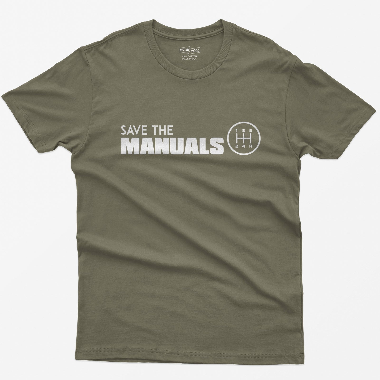Save the Manuals Car T-Shirt - Heather Olive