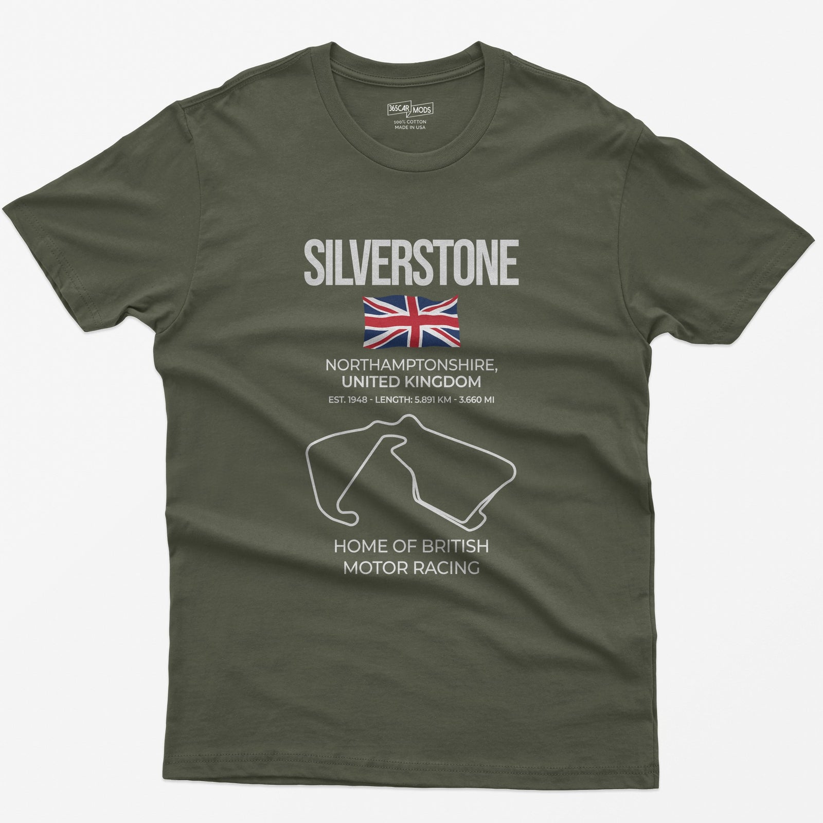 Silverstone Race Track T-Shirt - Military Green