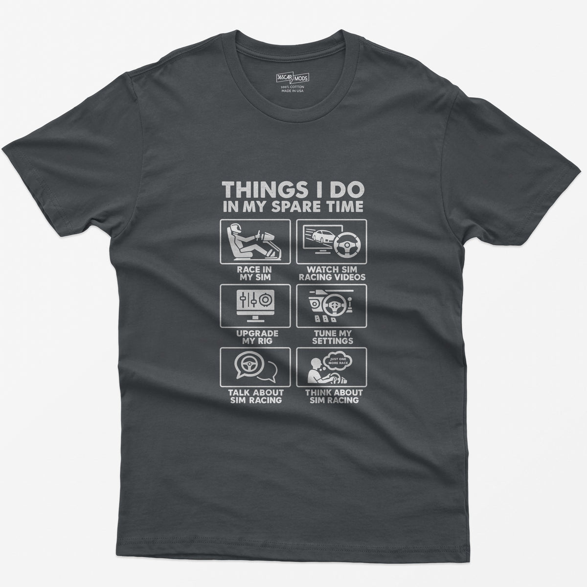 SIM Racing Things I Do In My Spare Time T-Shirt - Charcoal