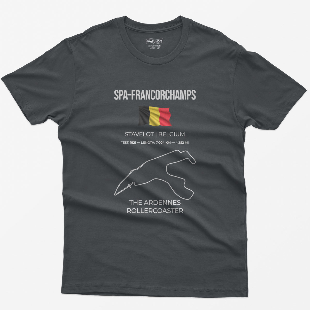 Spa-Francorchamps F1 Racing Track T-Shirt - Charcoal