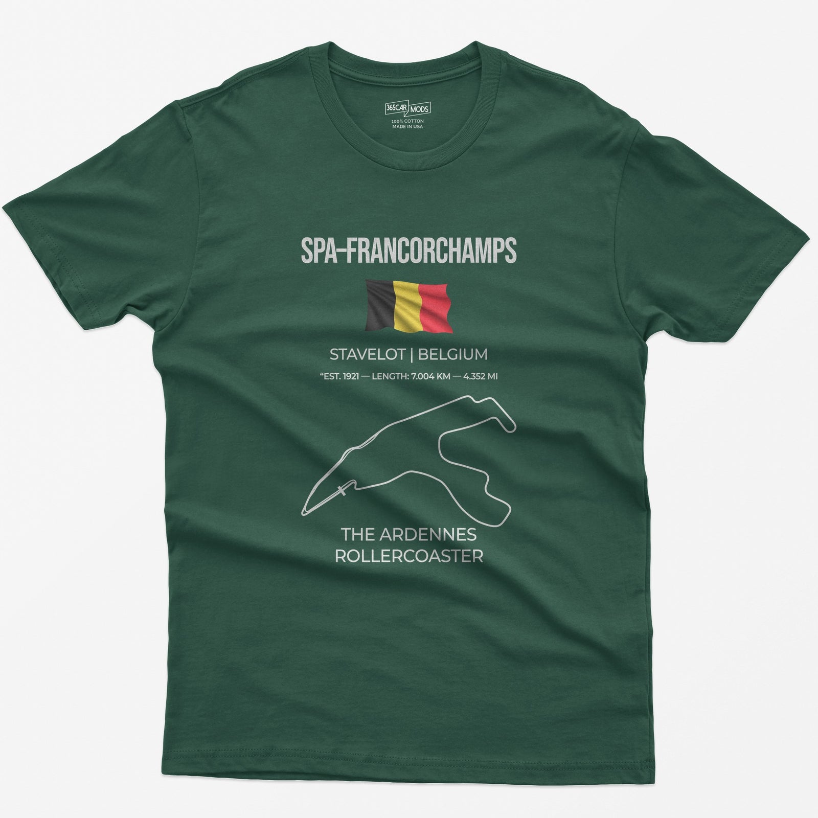 Spa-Francorchamps F1 Racing Track T-Shirt - Forest Green
