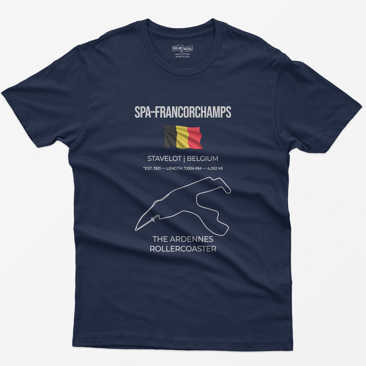 Spa-Francorchamps F1 Racing Track T-Shirt - Navy