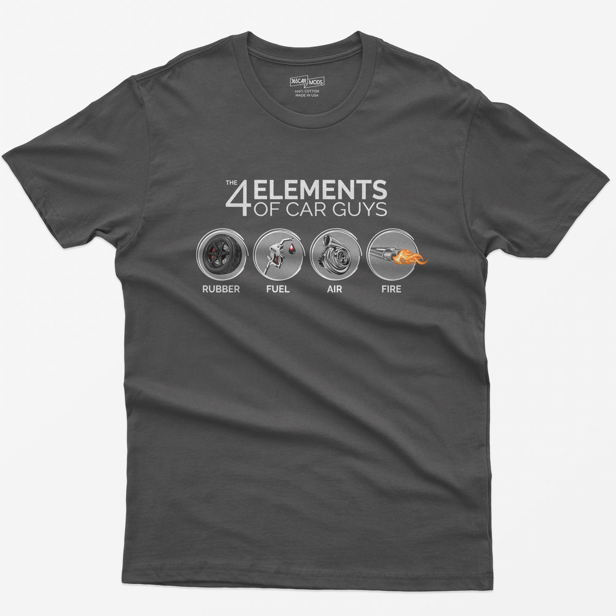 The 4 Elements of Car Guys Funny Car T-Shirt - Dark Grey Heather