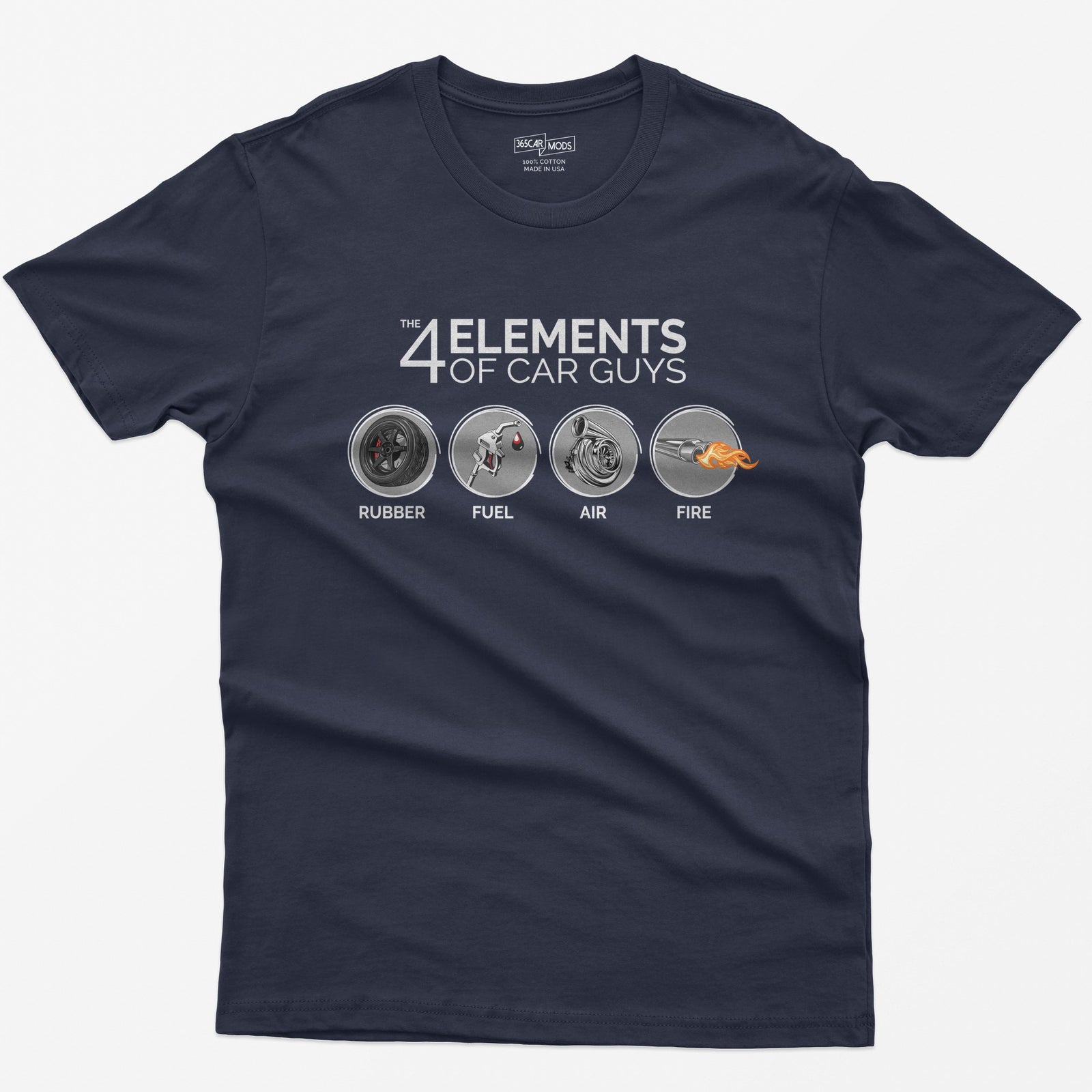 The 4 Elements of Car Guys Funny Car T-Shirt - Navy
