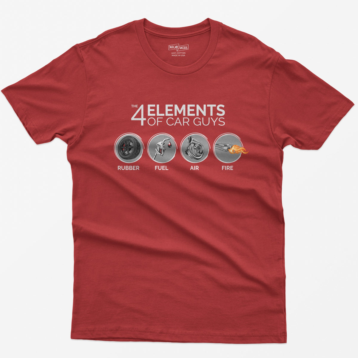 The 4 Elements of Car Guys Funny Car T-Shirt - Red