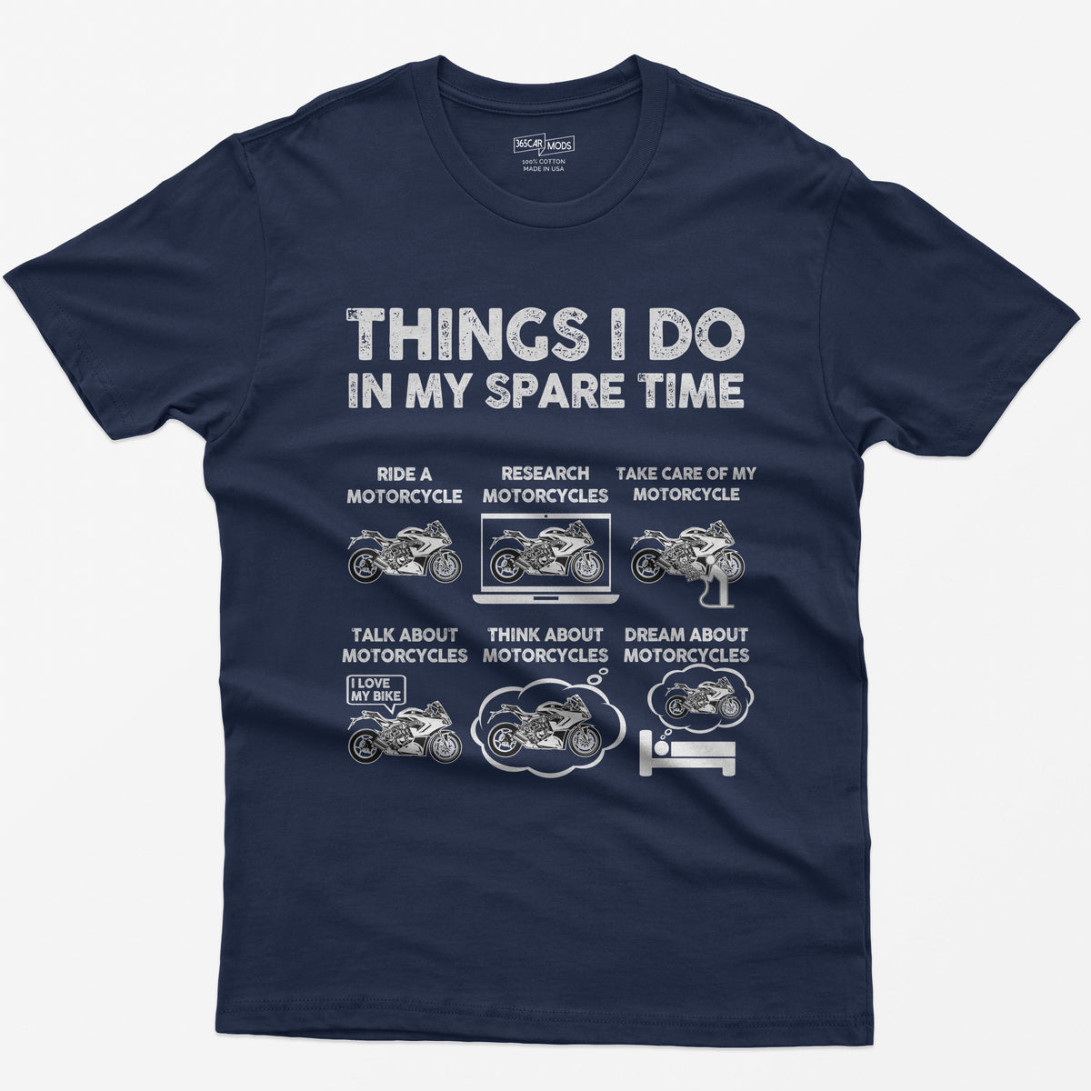 Things I Do In My Spare Time Motorcycle T-Shirt - Navy