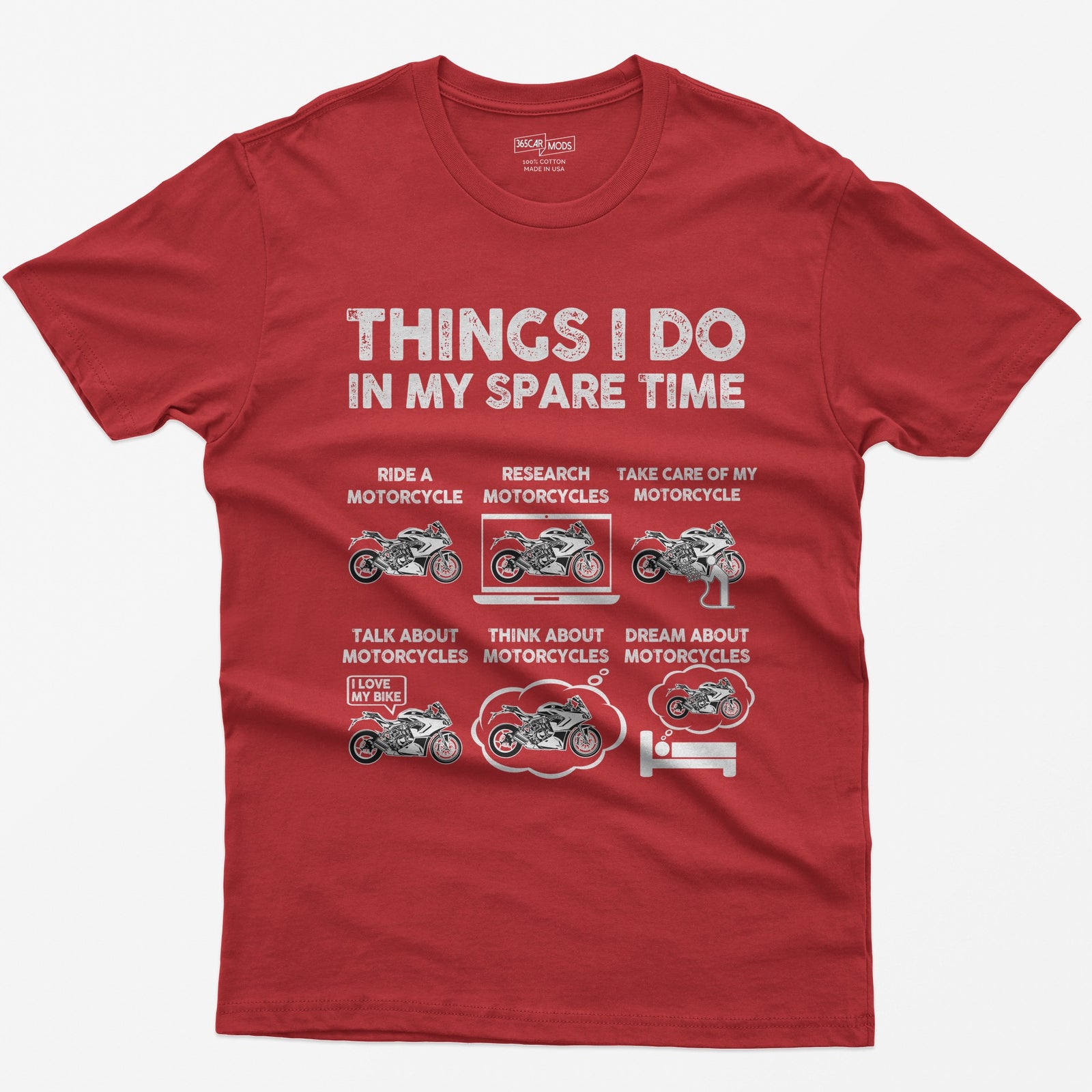 Things I Do In My Spare Time Motorcycle T-Shirt - Red