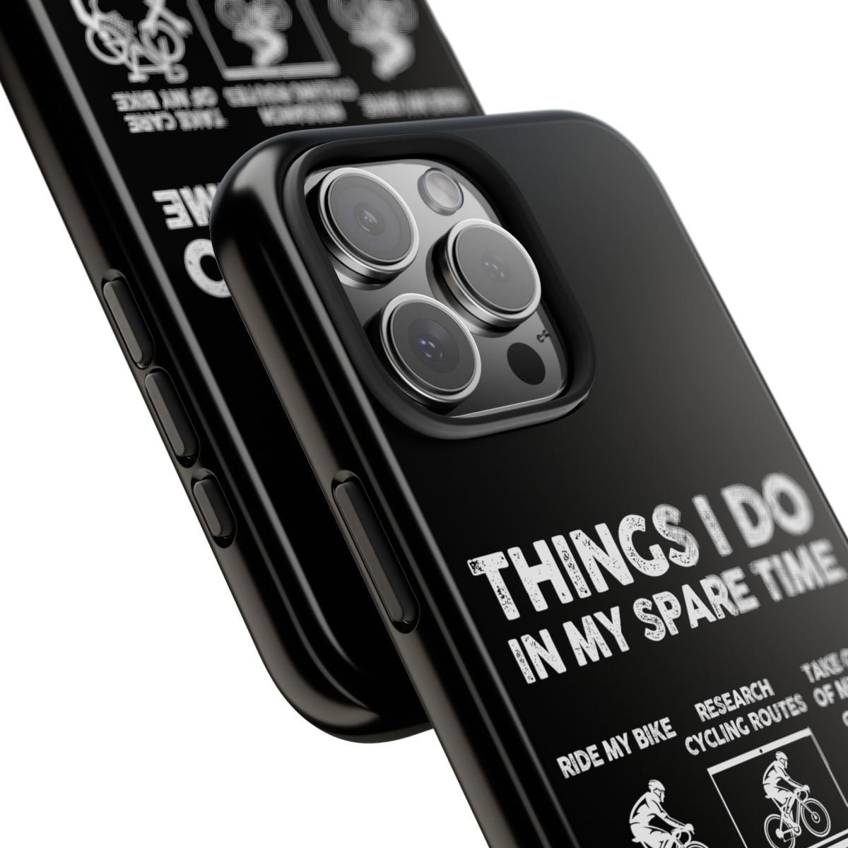 Things I Do in My Spare Time Cycling tough phone case, close-up of the print