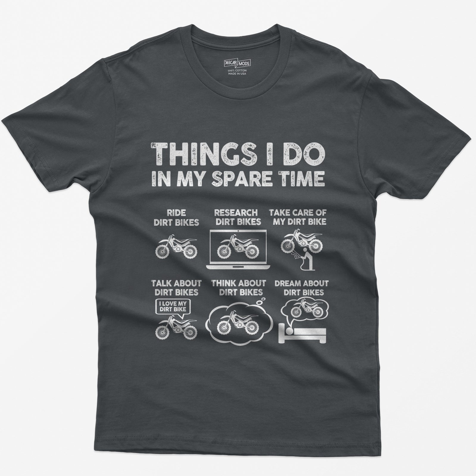 Things I Do in My Spare Time Dirt Bike T-Shirt - Charcoal