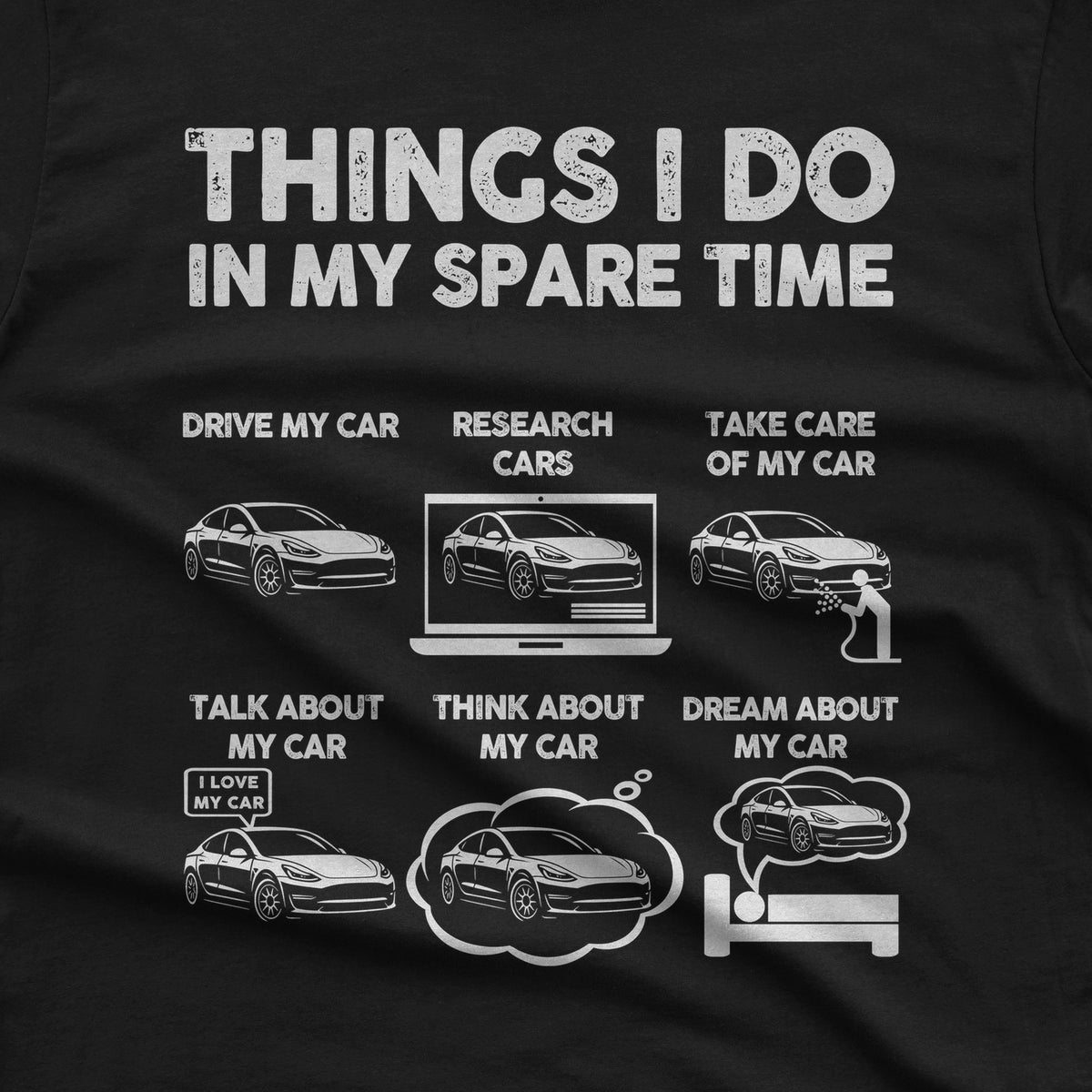 Things I Do In My Spare Time EV Owner T-Shirt design close-up