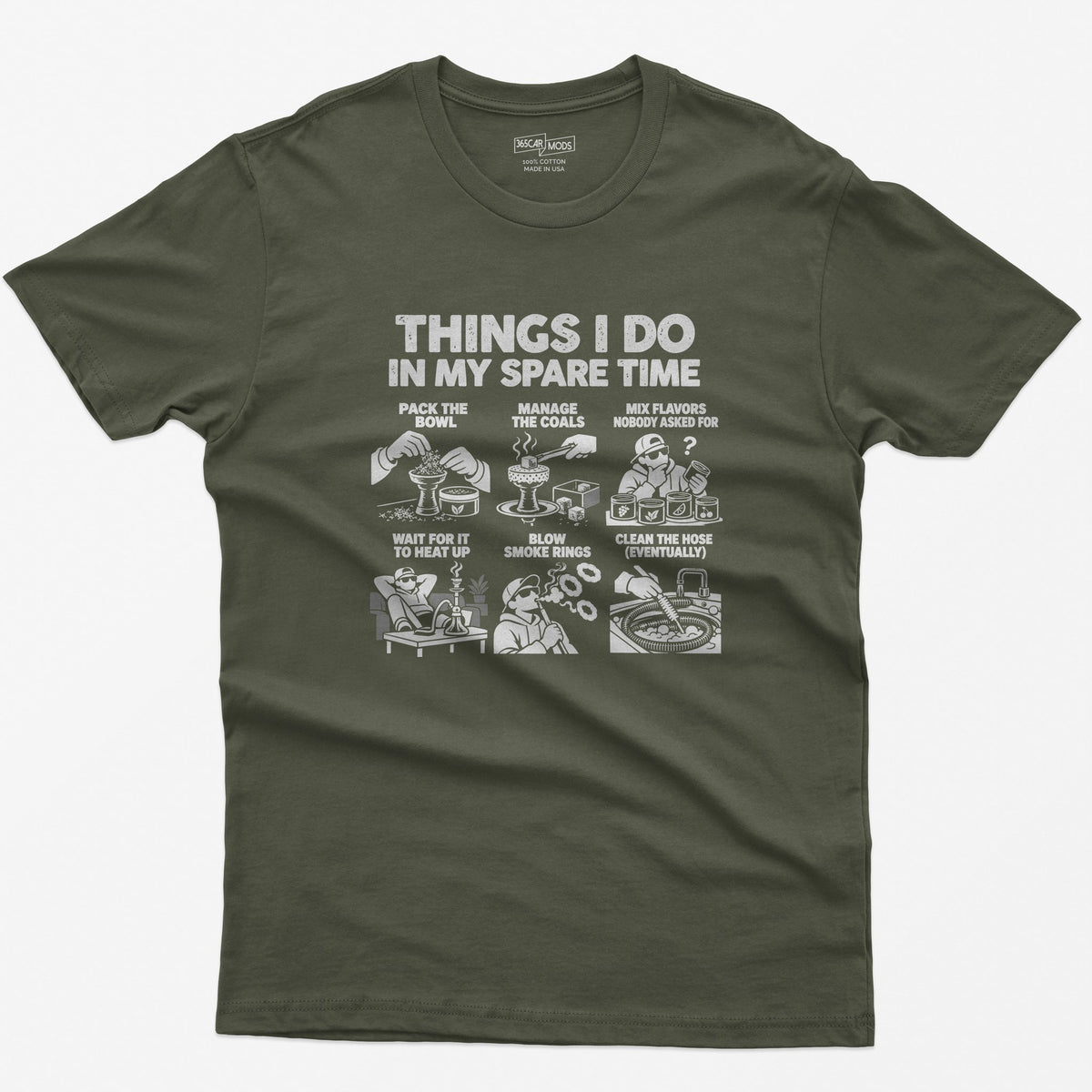 Hookah spare time t-shirt in Military Green