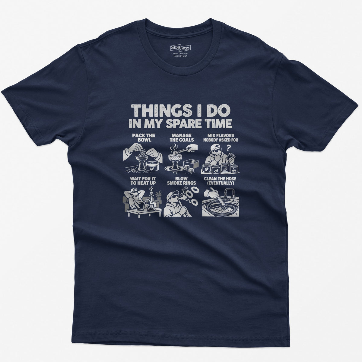 Hookah spare time t-shirt in Navy